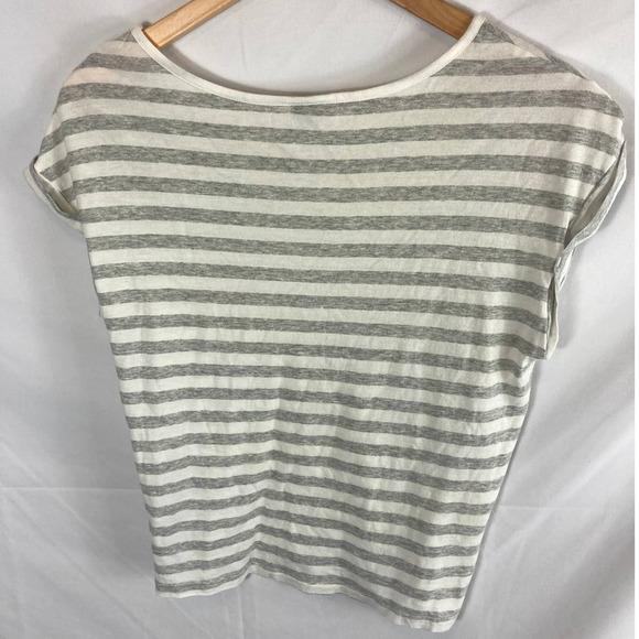 Joe’s Jeans t-shirt striped rolled sleeve Grey white Size Small - Picture 8 of 9